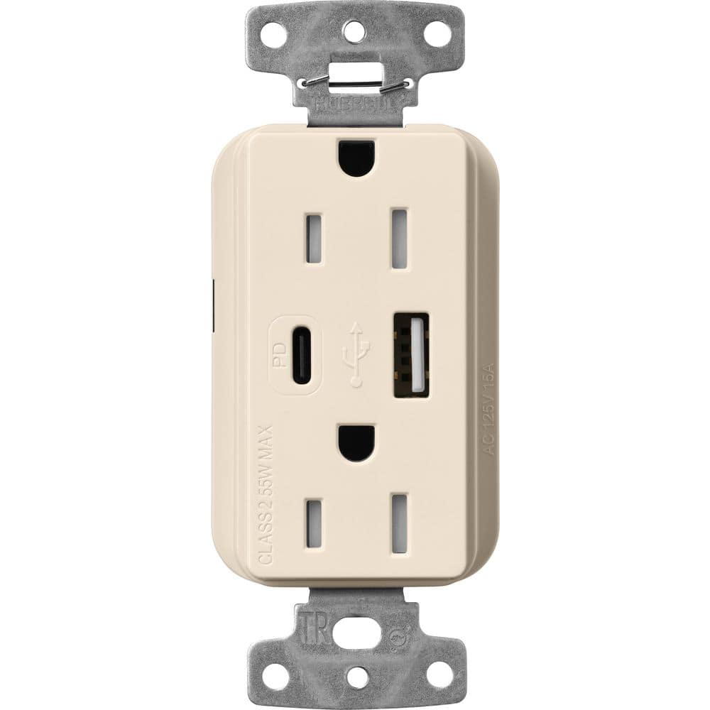 Claro 15 Amp Tamper Resistant USB Type A/C Duplex Receptacle, Decorator Style Outlet Gloss Finish, CAR-15-ACTR-LA, Beige price history on PriceWatchPro