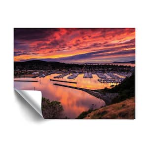 "Red sunset over harbor" Beach and Natural Removable Wall Mural