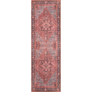Cayetana Red 2 ft. x 8 ft. Vintage Moroccan Machine Washable Runner Rug