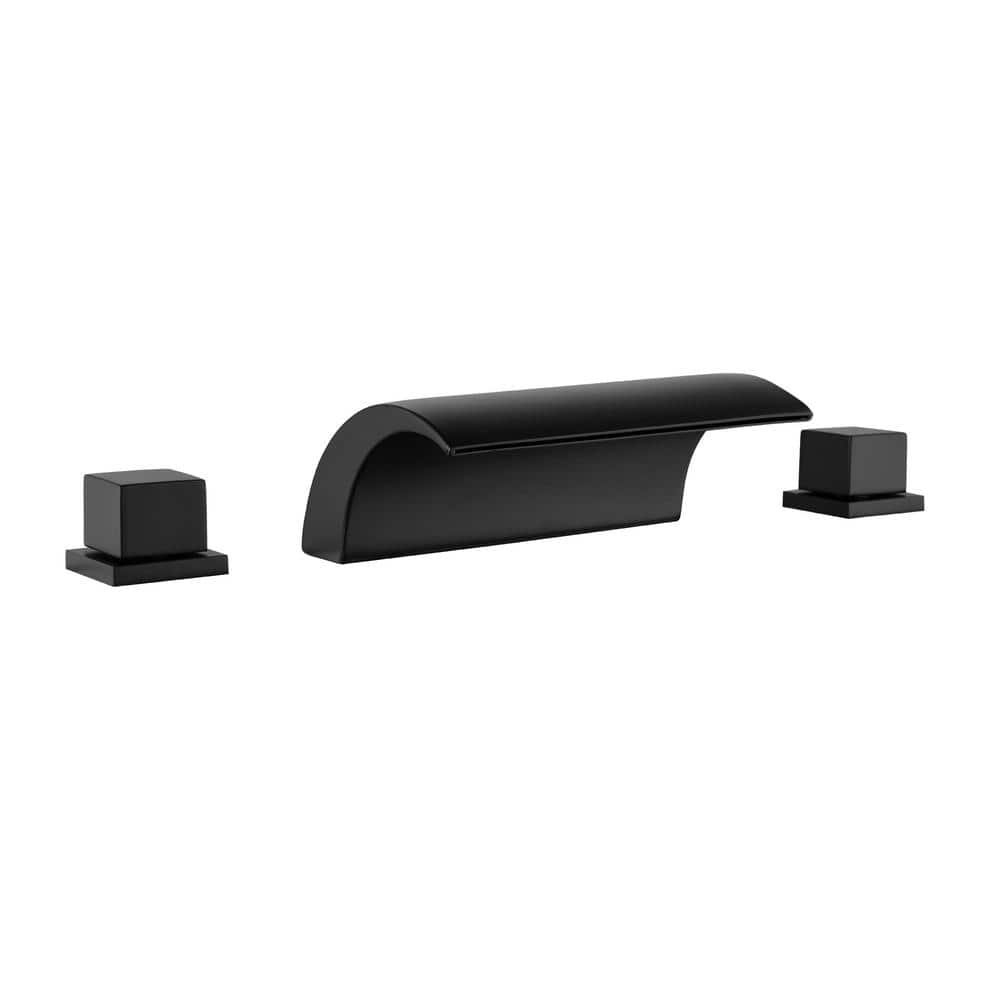 Fapully Double Handle Deck Mount 3 Holes Roman Tub Faucet In Matte Black Fad Hs130b The Home Depot 2943