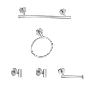 5-Piece Bath Hardware Set 16 in. with Mounting Hardware in Brushed Nickel