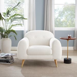 Iris White Wool Upholstery Barrel Accent Chair
