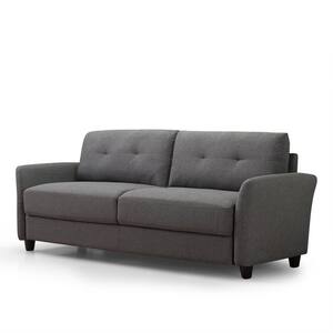 78.35 in. Round Arm 3-Seat Polyester Upholstered Rectangle Sofa in Dark Gray