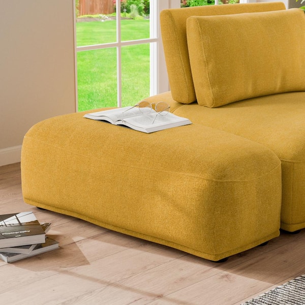 Fairwind 24 in. Armless Chenille Curved Modular Ottoman Sofa in Yellow