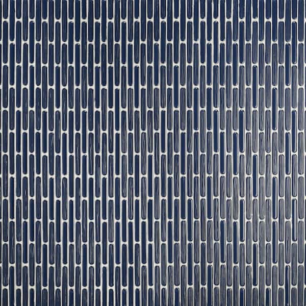 Ivy Hill Tile Reed Midnight Blue 11.81 in. x 12.04 in. Polished Glass Wall Mosaic Tile (0.98 sq. ft./Each)