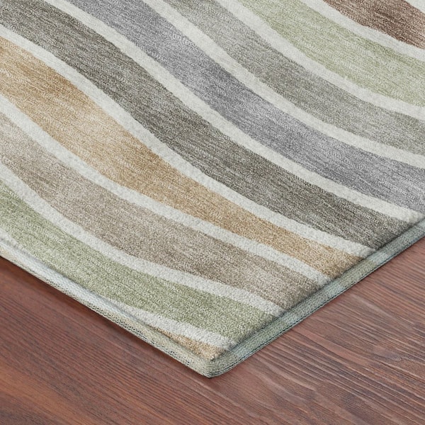 Mayfield Premium Machine Washable Abstract AMF2333 Taupe 10 ft. x 14 ft. Area Rug