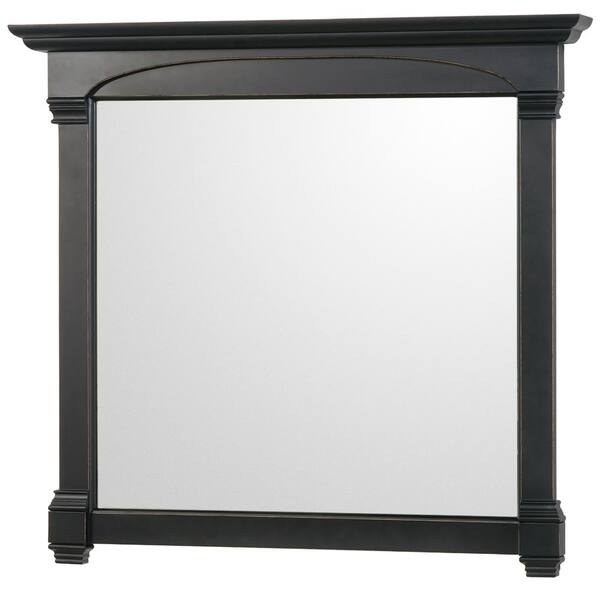 Wyndham Collection Andover 44 in. W x 41 in. H Framed Rectangular Bathroom Vanity Mirror in Black