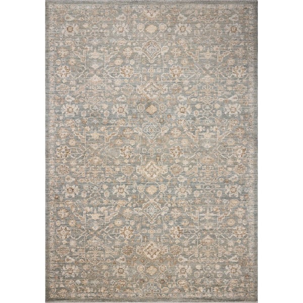 Chris Love Julia Palma Blue/Natural 9 ft. 6 in. x 1 3 ft. 10 in. in. Traditional Area Rug