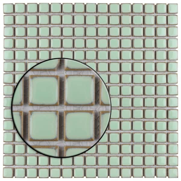 Apollo Tile Skosh Columbia Blue 11-1/2-in x 11-1/2-in Glossy Glass Uniform Squares Floor and Wall Tile (18.69-sq. ft/ Carton)