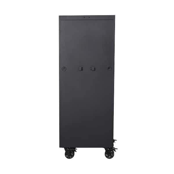 Husky - Tool Storage 27 in. W x 23 in. D Heavy Duty Matte Black 4-Shelf Rolling Side Tool Locker