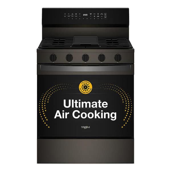 30 in. 5-Burners Freestanding Gas Smart Range in Black-on-Stainless with Air Cooking Technology