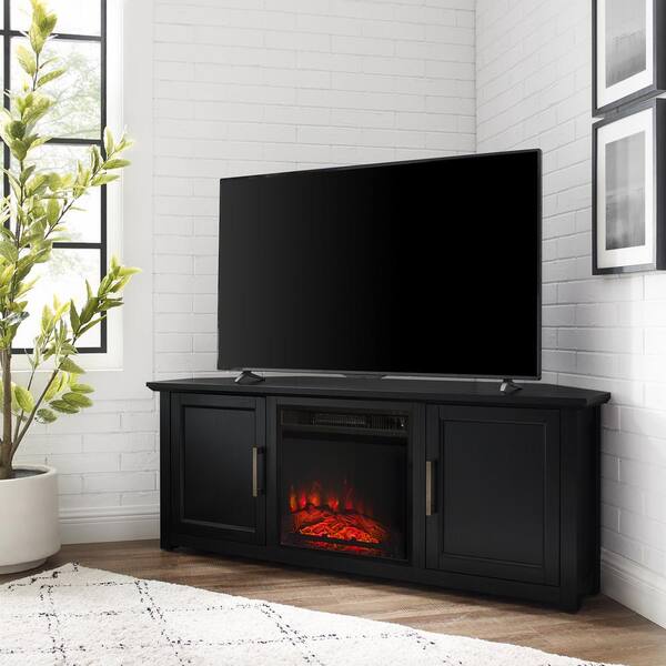 Crosley Furniture Camden Black 58 In Corner Tv Stand With Fireplace Fits 60 Cable Management Kf100658bk The Home Depot Crosley Furniture Camden Black 58 In, Corner Tv Stand With Fireplace 65 Inches