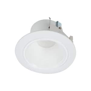 RL 4 in. White Integrated LED Recessed Ceiling Light Retrofit Trim at 3000K Soft White, Deep Baffle for Low Glare