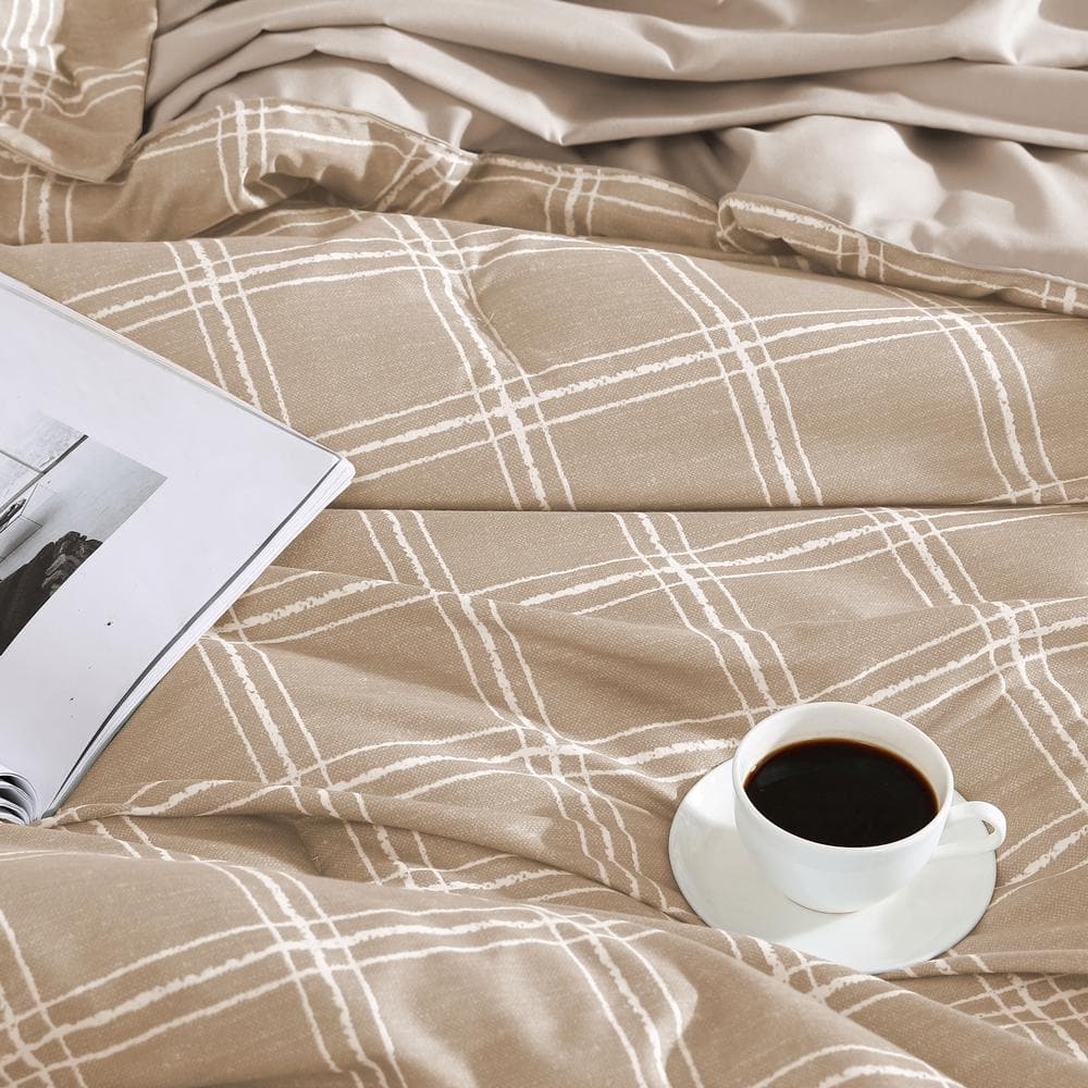 King Taupe Reversible Down Alternative Microfiber Bed in a Bag Set