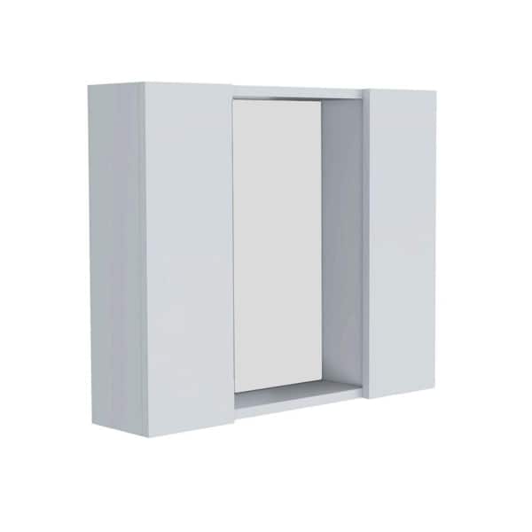 Amucolo 23.6 in. W x 19.5 in. H Black Rectangular Double Door Medicine Cabinet with Mirror