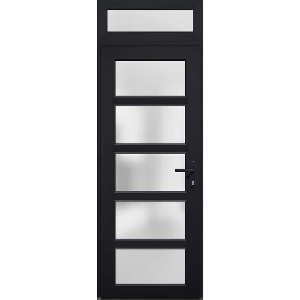 30 in. x 94 in. Left-hand/Inswing Transom Frosted Glass Matte Black Steel Prehung Front Door with Hardware price history on PriceWatchPro