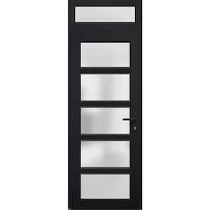 30 in. x 94 in. Left-hand/Inswing Transom Frosted Glass Matte Black Steel Prehung Front Door with Hardware