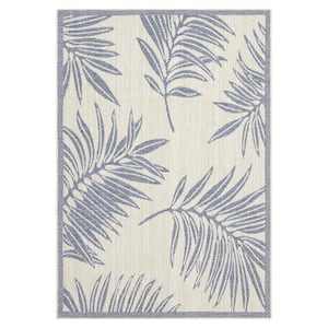 Liana Ivory and Blue 10 ft. x 13 ft. Indoor/Outdoor Area Rug