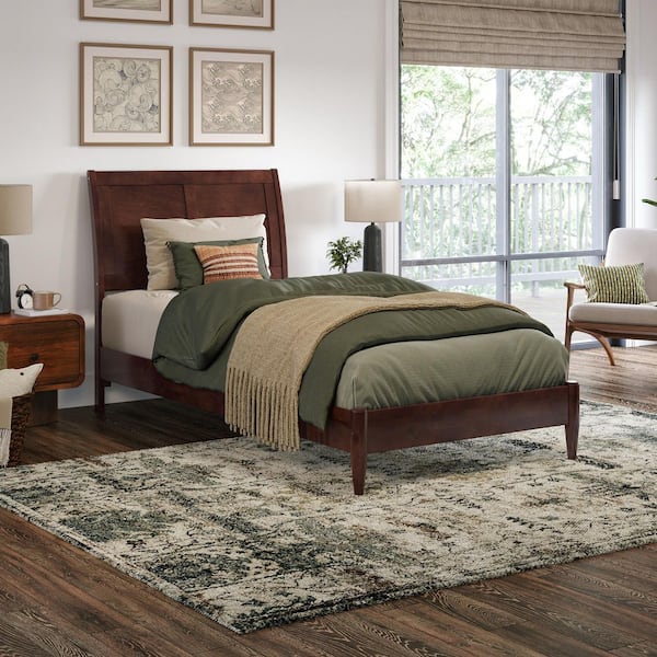 AFI Valencia Walnut Brown Solid Wood Frame Twin XL Low Profile Platform Bed