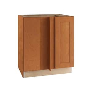 Hargrove Cinnamon Stain Plywood Shaker Assembled Blind Corner Kitchen Cabinet Soft Close L 30 in W x 24 in D x 34.5 in H