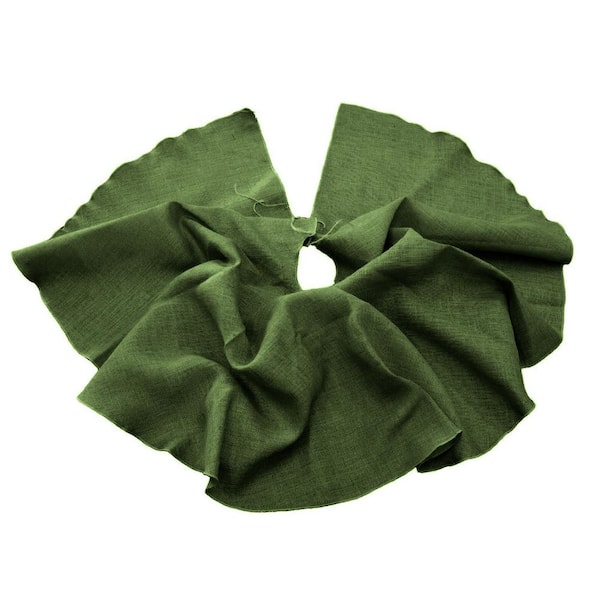 La Linen 60 In Burlap Christmas Tree Skirt Decor 60r Burlap Tree Skirt Hunter Green The Home Depot