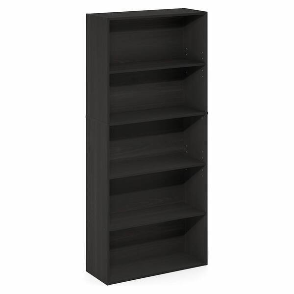 Furinno JAYA 52.6 in. Tall Espresso Wood 5-Shelf Tall Bookcase