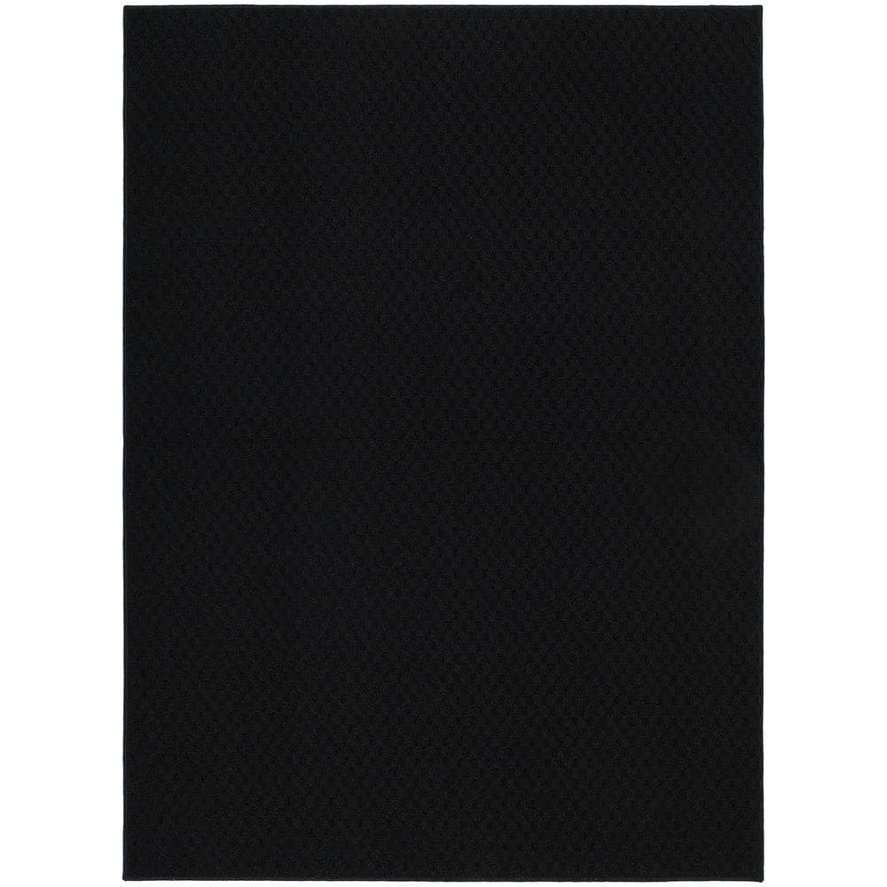 Garland Rug Town Square Black 8 ft. x 10 ft. Solid Polypropylene Area ...