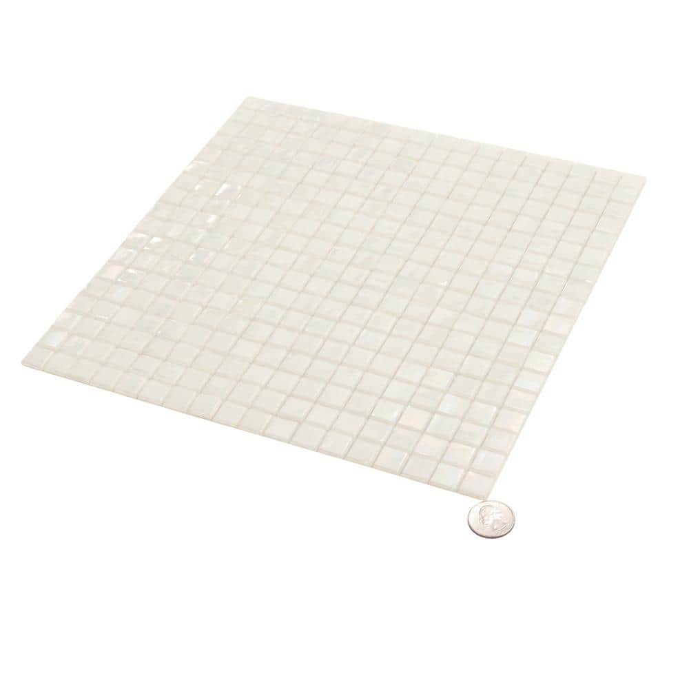 Dark Bone White Iridescent Glass Mosaic Wall and Floor Tile