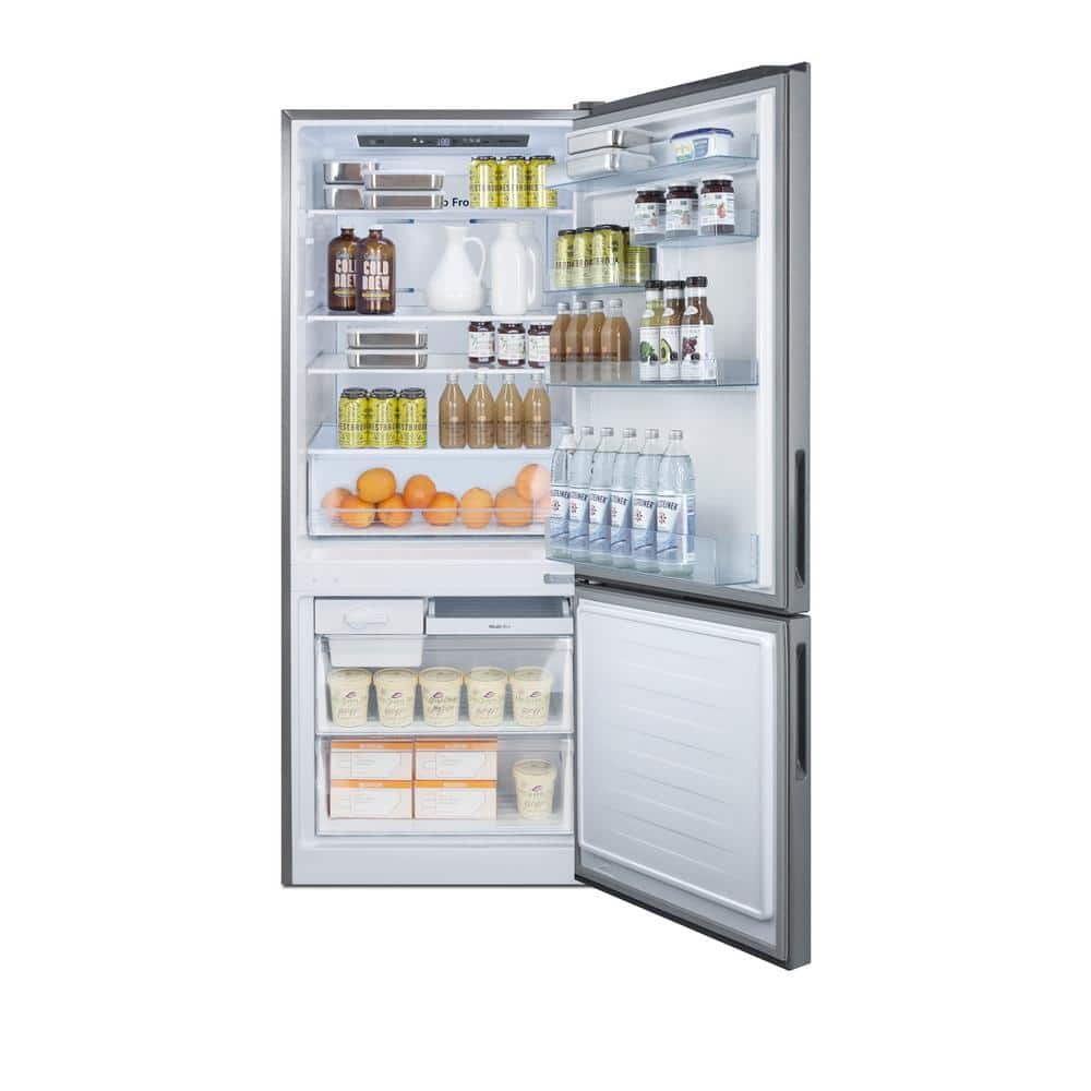 Summit 28" Silver Stainless Steel Smart Energy Star Bottom Freezer Refrigerator