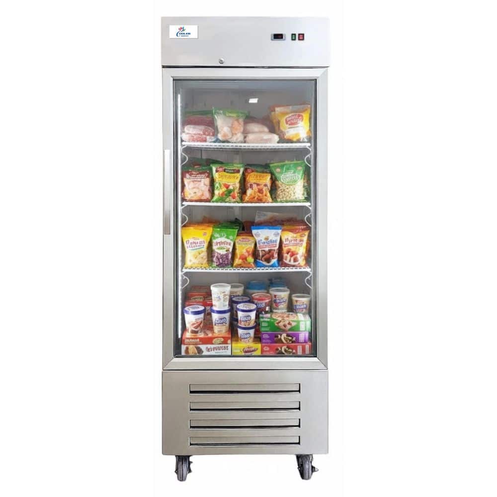 27 in. W 18 cu. ft. NSF Auto/Cycle Defrost Glass Door Upright Display Freezer /Refrigerator in Stainless-Steel