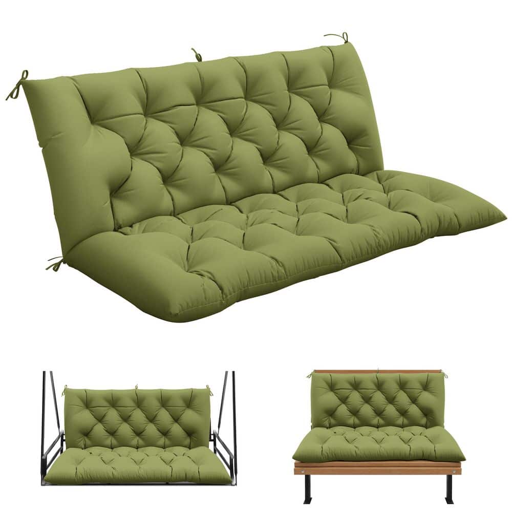 60 in. x 40 in. 2-3 Seater Patio Contoured Replacement Bench Cushion Outdoor Porch Swing Cushion Cushion Light Green