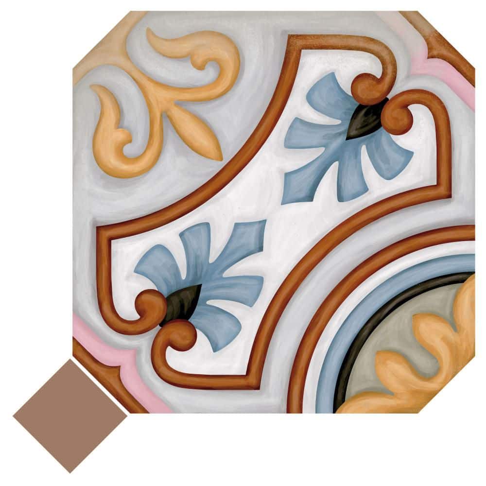 Vaudeville Octagon Deco Diglas with Taco Marron 8 in. x 8 in. Porcelain Floor and Wall Take Home Tile Sample price history on PriceWatchPro