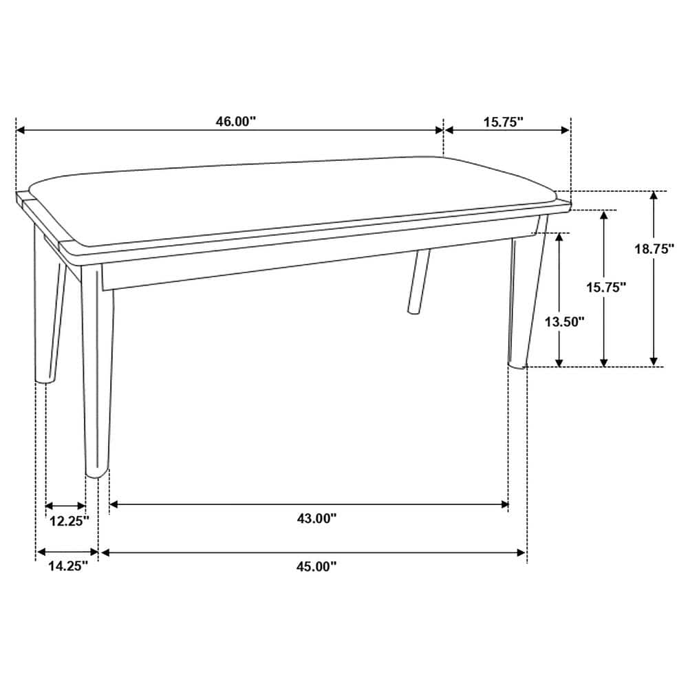 Retro-Inspired Gray Upholstered Dining Bench with Natural Walnut Legs
