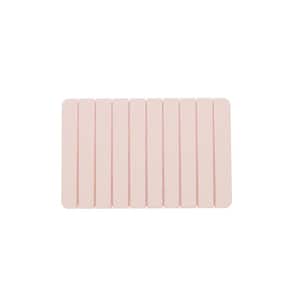 24 in. x 15 in. Quick Dry Medium Slatted Pink Rectangle Diatomite Bathmat