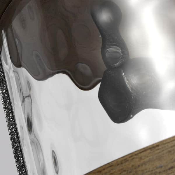 Generation Lighting - Angelo 13.75 in. 2-Light Distressed Weathered Oak and Slate Grey Metal Flush Mount with Thick Wavy Glass Shade