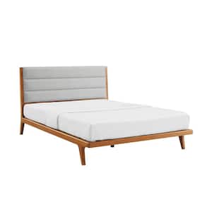 Dante Brown Copper Wood Frame Upholstered King Platform Bed