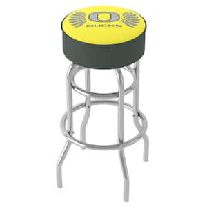 University of Oregon Wings 31 in. Yellow Backless Metal Bar Stool with Vinyl Seat