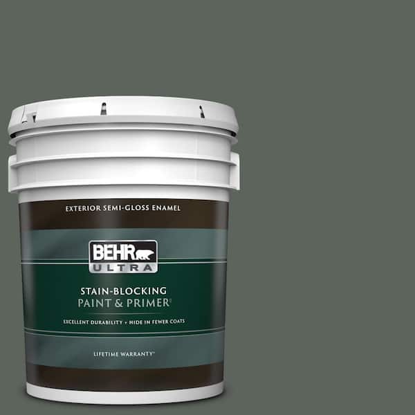 BEHR ULTRA 5 gal. #PPF-45 Woodland Moss Semi-Gloss Enamel Exterior Paint & Primer