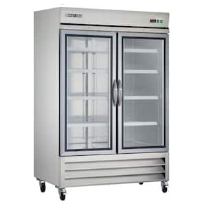 53.9 in. 49 cu. ft. Double Glass Door Reach-In Refrigerator, Bottom Mount, Stainless Steel, Capacity