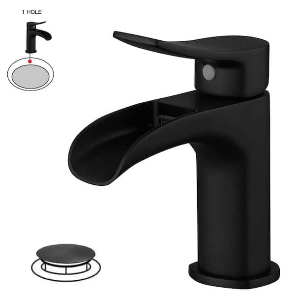 Single Handle Single Hole Bathroom Faucet in Matte Black