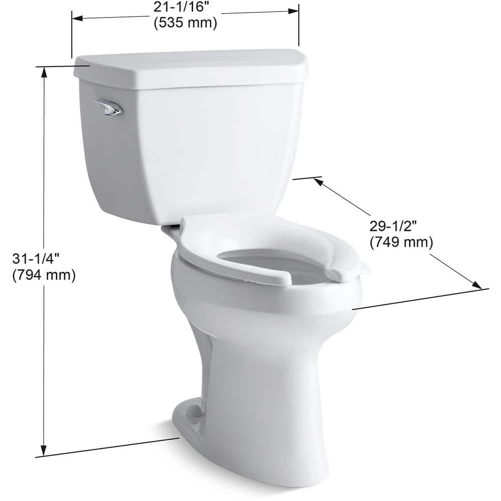 White Elongated High Efficiency Two-Piece Toilet with Pressure Assist