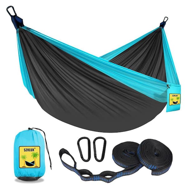 8.8 ft. Portable Camping Double and Single Hammock with 2-Tree Straps in Dark Gray