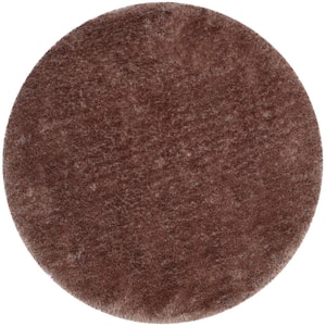 Luxe Shag Brown 6 ft. x 6 ft. Round Solid Area Rug