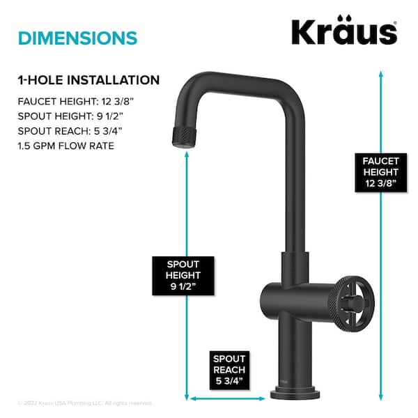 KRAUS Urbix Industrial Single Handle Kitchen Bar Faucet in Matte