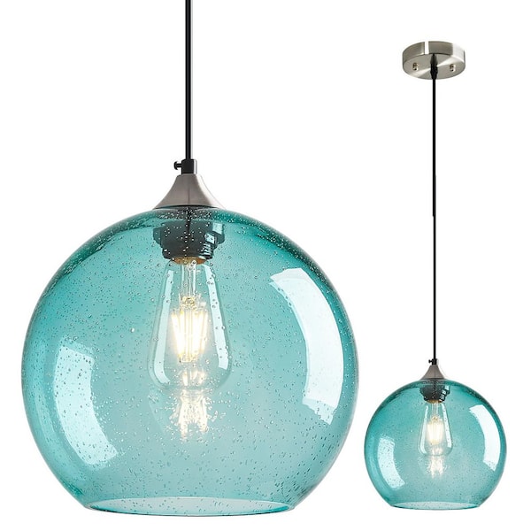 Home Lighting ‎60 Watts 1 Light 9. 84in Light Blue Glass Pendant Light for Kitchen Island, No Bulbs Included, 1Pack