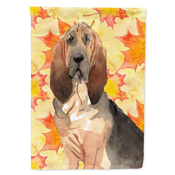 Caroline's Treasures 11 in. x 15-1/2 in. Polyester Fall Leaves Bloodhound 2-Sided 2-Ply Garden Flag