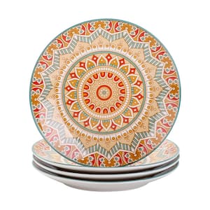 Mandala 8.25 in. Porcelain Yellow Dessert Plate (Set of 4)