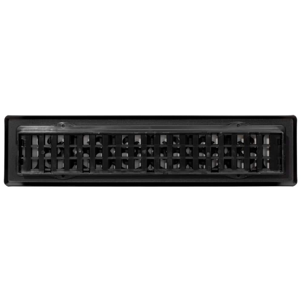 Textured Black 2x14 Inch Scroll Design Floor Register