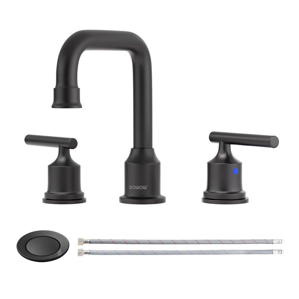 WOWOW 8 in. Widespread Double Handle Bathroom Faucet with Drain