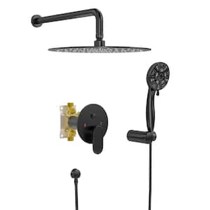 5-Spray Patterns with 1.8 GPM 10 in. Wall Mount Dual Shower Heads with Spray Shower Slide Bar in Black
